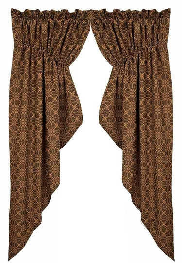 Barn Red Tan Marshfield Jacquard Gathered Swag Lined C6106017 - The Fox Decor